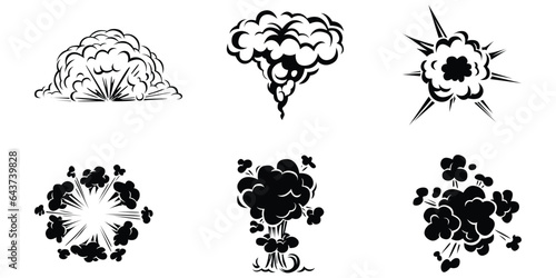 nuclear and atom bomb silhouette set