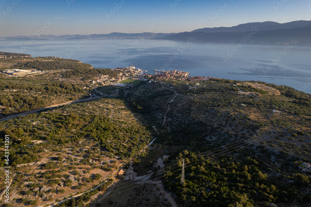 Panoramic view of Postira on island Brac, Croatia