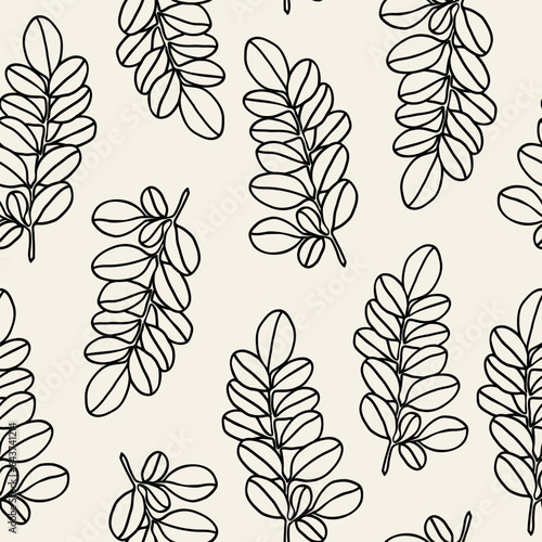 Flat vector moringa branch seamless pattern
