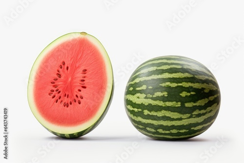 half and full watermelon on white background