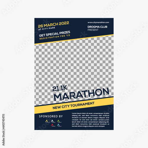 Running marathon sports flyer design template