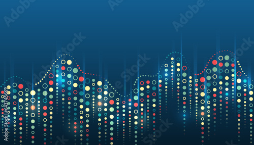 Big data visualization. Futuristic network or business analytics. Structuring the flow of information. Data analytics concept. Sorting a large amount of data on a dark background.