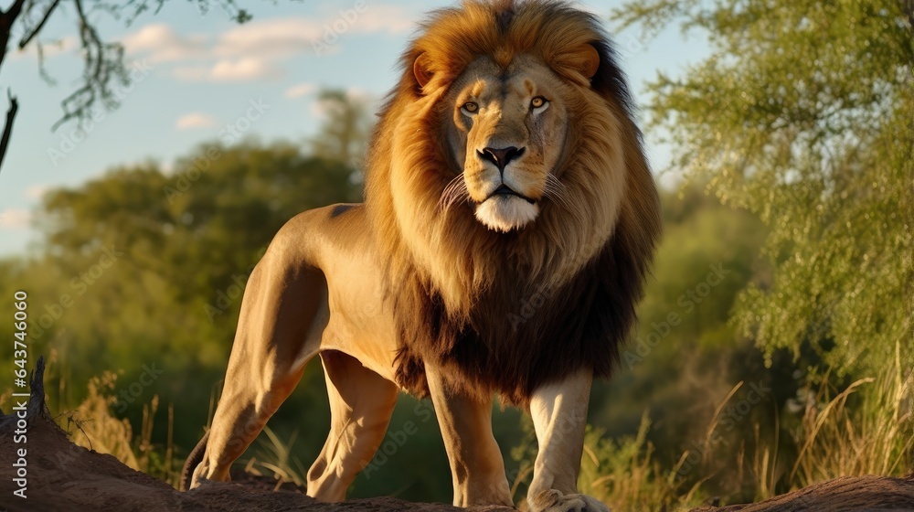 A breathtaking shot of a lion in his natural habitat, showcasing his majestic beauty and strength.