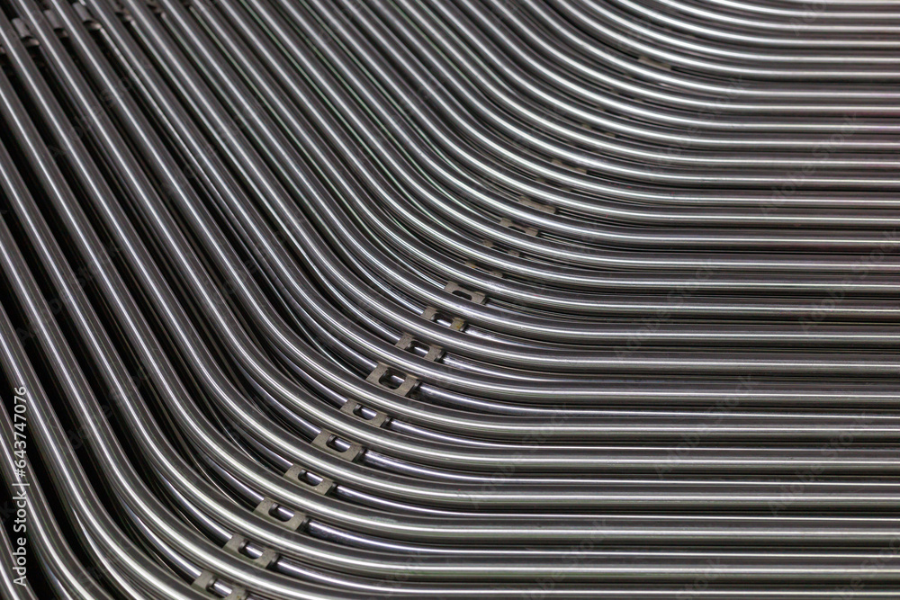 Rows of heat exchanger tubes in the steam generator. Rows of heat exchanger tubes in the steam generator.