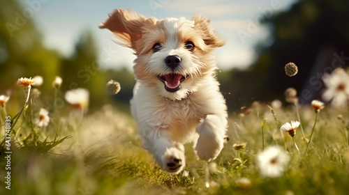dog running in the grass desktop wallpaper