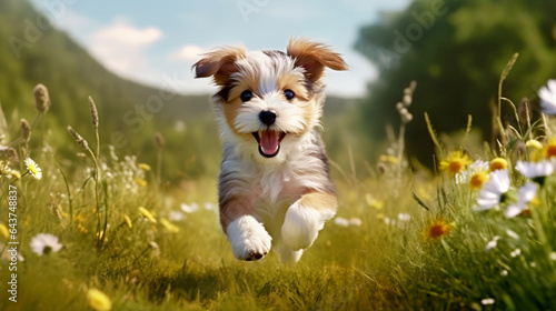 dog running in the grass desktop wallpaper
