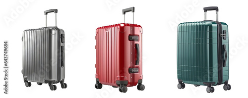 Wallpaper Mural Set of three trolley suitcase isolated on transparent background. Concept of travel, trip and outdoor. Torontodigital.ca