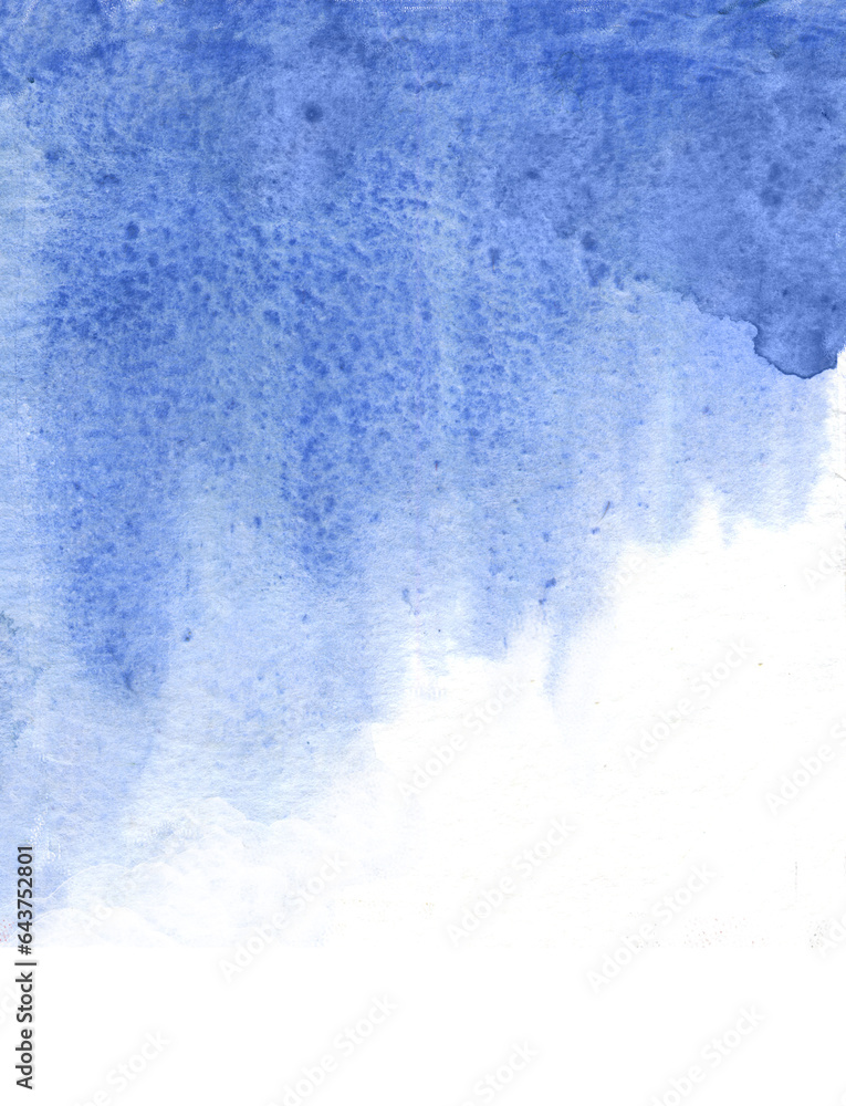 Fototapeta premium Blue watercolor abstract vertical background with texture of granulated paint