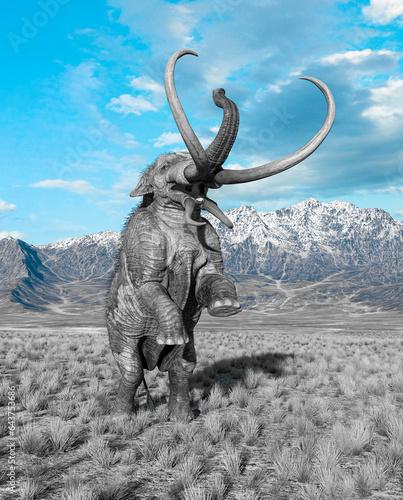 mammoth is prancing in plains and mountains © DM7
