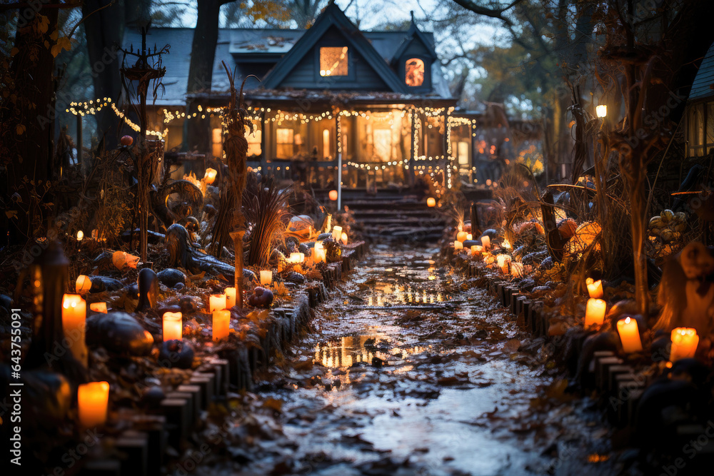 Decorating homes with eerie, magical Halloween themes.
