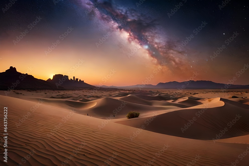 Craft a tranquil desert oasis under a starry night sky