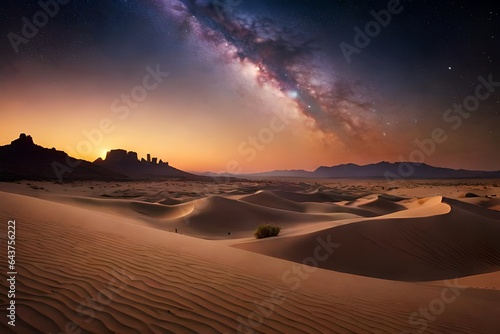 Craft a tranquil desert oasis under a starry night sky