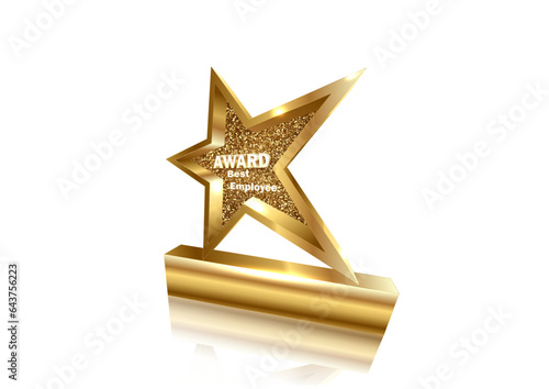 Gold star award for the best employee, on a white background. Vector photo