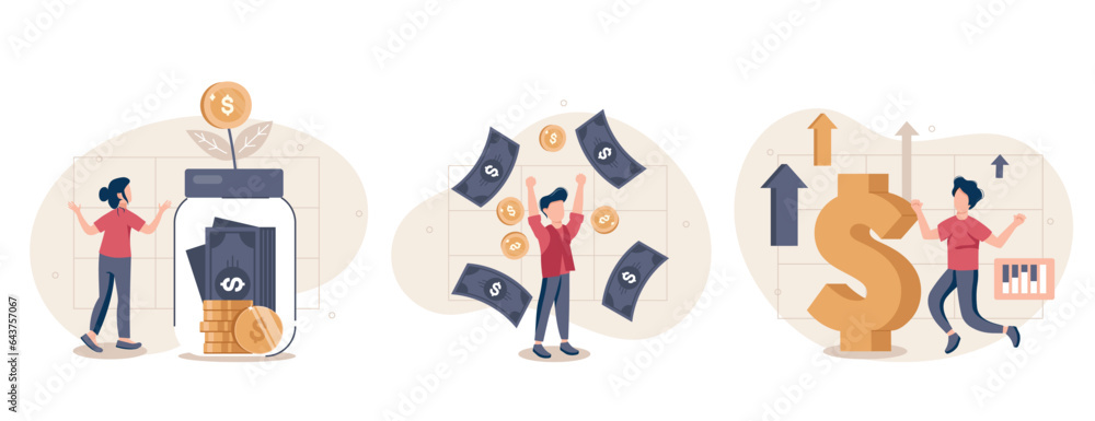 Cost optimization concept set. Idea of financial and marketing strategy. Cost and income balance. Spending and cost reduction, while maximizing business value. Isolated flat illustration vector Cost optimization concept set. Idea of financial and marketing strategy. Cost and income balance. Spending and cost reduction, while maximizing business value. Isolated flat illustration vector