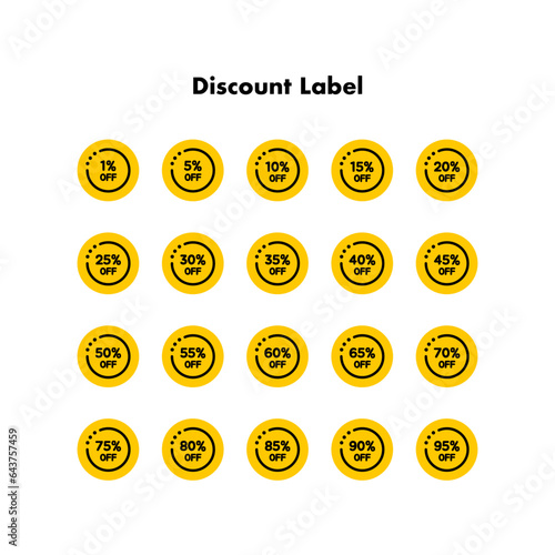 Set of Discount Label Sale Icon. Business marketing, online shopping, advertising, special offer concepts. Vector design illustration isolated on white background.