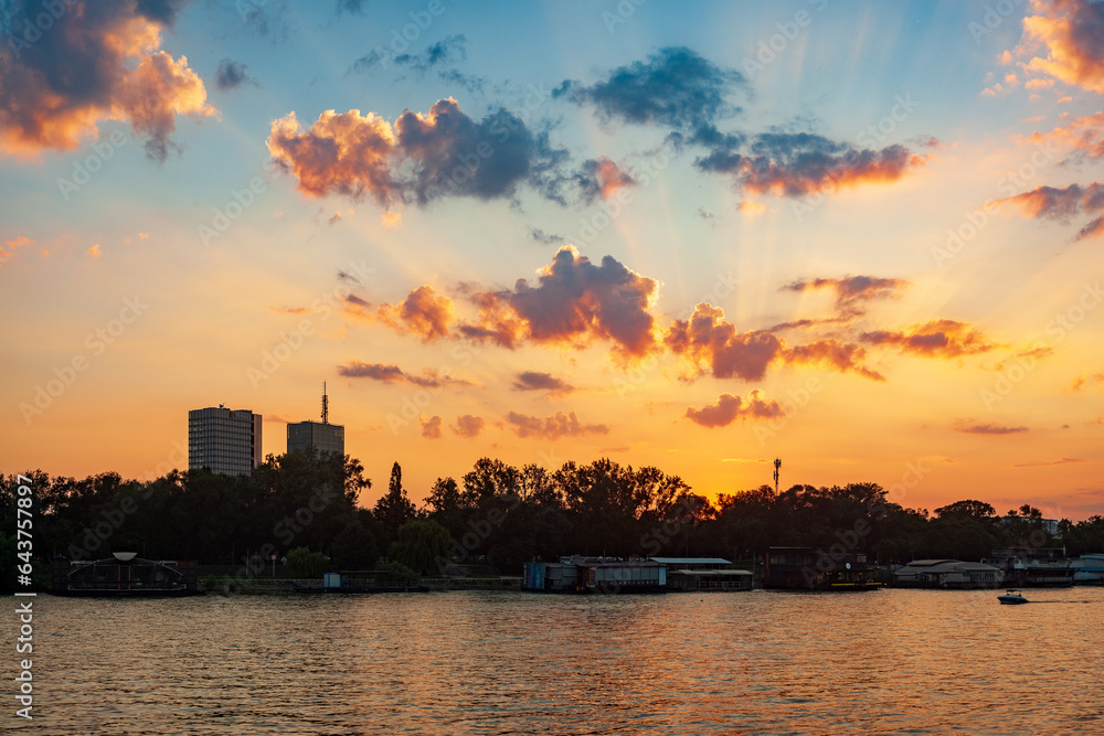 sunset over the river