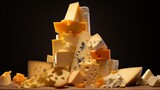 Delicious, appetizing and tasty pieces of cheese. Generative AI