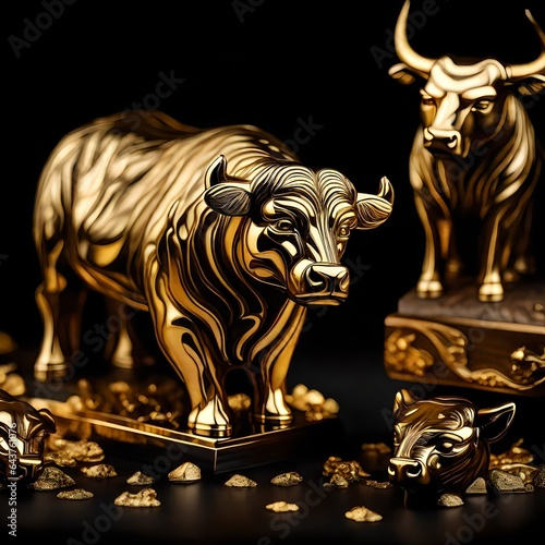 Wall Street bull and a bear stock market generation of numbers © SardarMuhammad