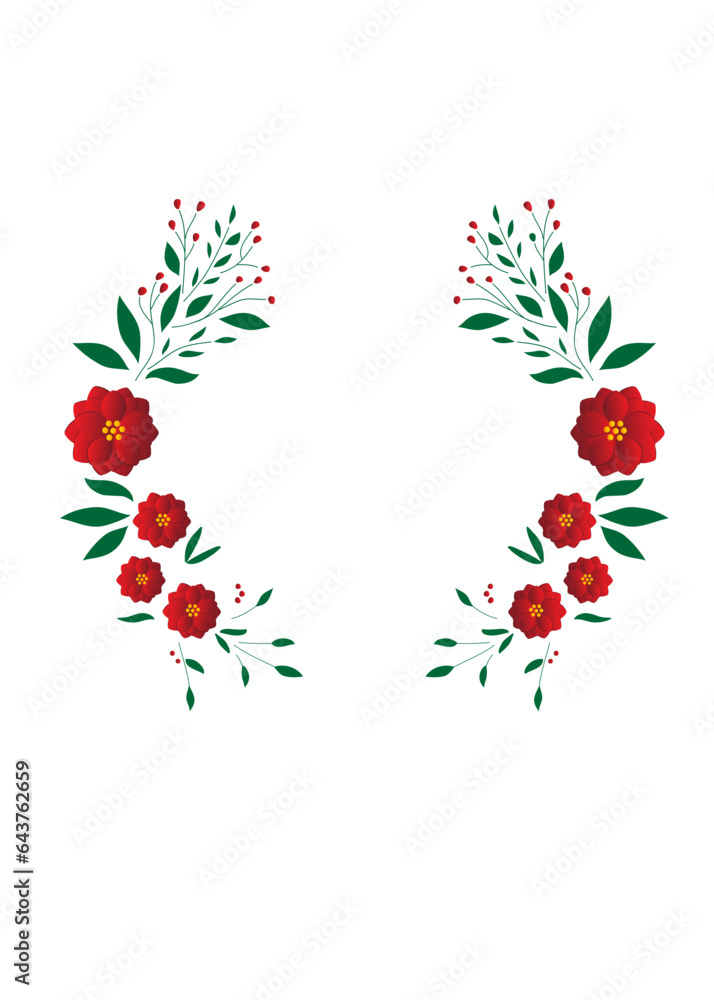 border with red flowers