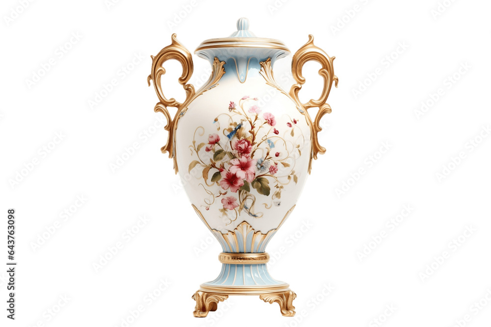 Decorative French Vase with Transparent Background. AI