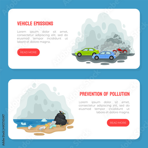 Environmental Pollution Banner Design with Industrial Waste Vector Template