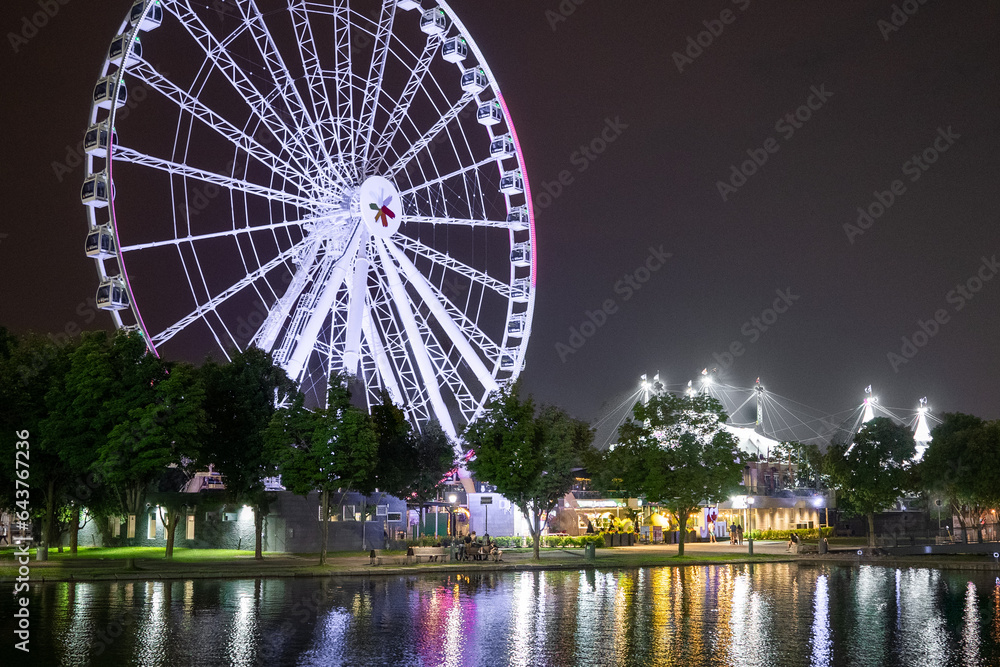 La Grande Roue de Montreal Ferris Wheel Harbour at night La Grande Roue de Montreal Ferris Wheel Harbour at night