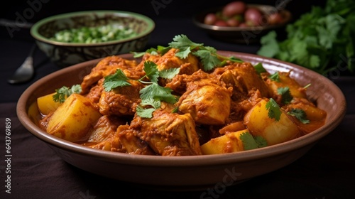 ragrant and spicy Instant Pot chicken vindaloo, with a mix of aromatic spices and potatoes. 