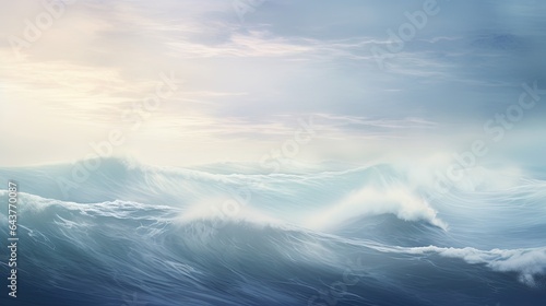  a painting of a large ocean wave with a sky background.  generative ai © Anna