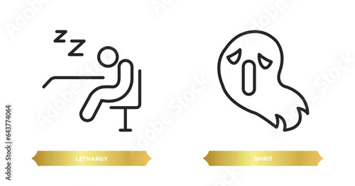 two editable outline icons from zodiac concept. thin line icons such as lethargy, spirit vector.