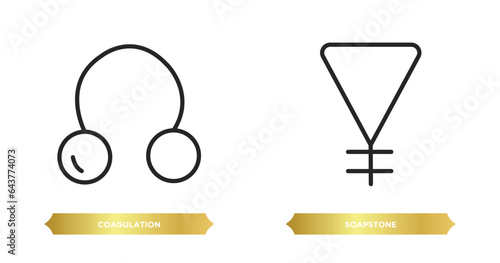 two editable outline icons from zodiac concept. thin line icons such as coagulation, soapstone vector.
