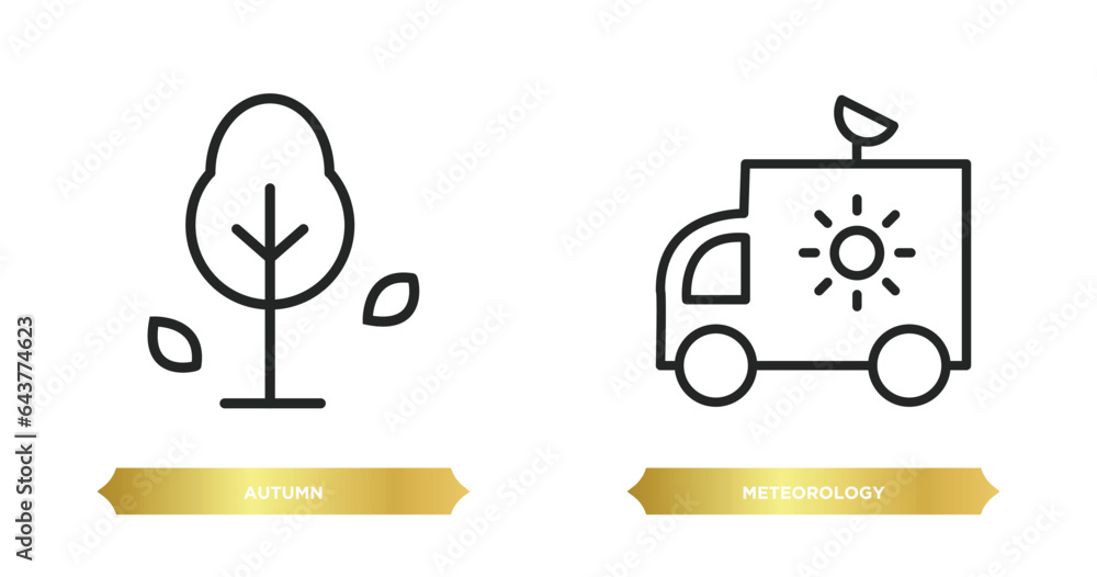two editable outline icons from weather concept. thin line icons such as autumn, meteorology vector. two editable outline icons from weather concept. thin line icons such as autumn, meteorology vector.