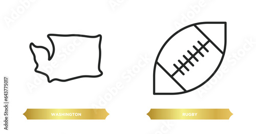 two editable outline icons from united states of america concept. thin line icons such as washington, rugby vector. photo