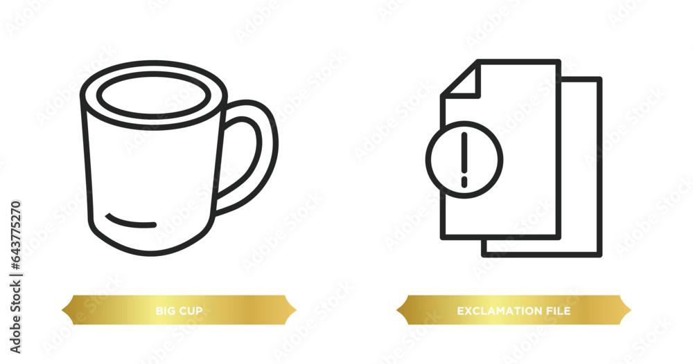 two editable outline icons from ultimate glyphicons concept. thin line icons such as big cup, exclamation file vector. two editable outline icons from ultimate glyphicons concept. thin line icons such as big cup, exclamation file vector.