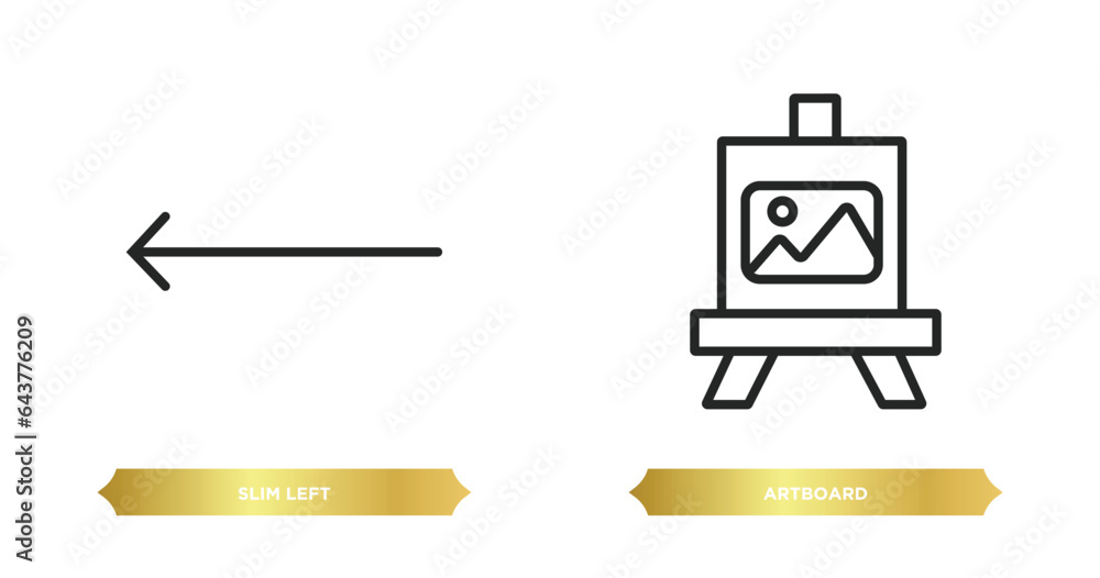 two editable outline icons from user interface concept. thin line icons such as slim left, artboard vector. two editable outline icons from user interface concept. thin line icons such as slim left, artboard vector.