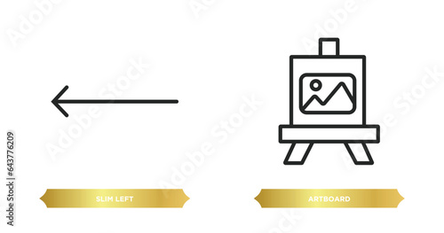two editable outline icons from user interface concept. thin line icons such as slim left, artboard vector.