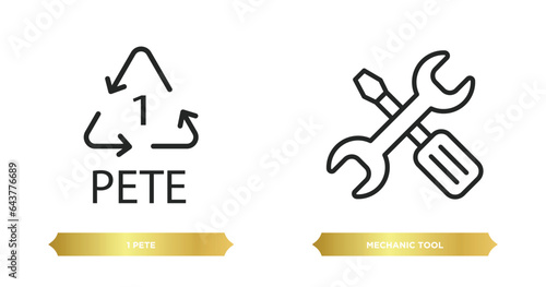 two editable outline icons from user interface concept. thin line icons such as 1 pete, mechanic tool vector.