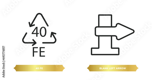 two editable outline icons from user interface concept. thin line icons such as 40 fe, blank left arrow vector. photo