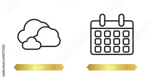 two editable outline icons from travel concept. thin line icons such as cloudy, date vector.