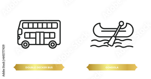 two editable outline icons from transportation concept. thin line icons such as double decker bus, gondola vector.
