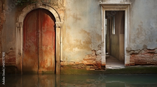 Ancient Venetian door by the canal