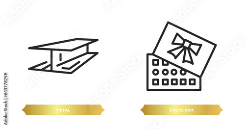 two editable outline icons from tools and utensils concept. thin line icons such as metal, chote box vector.