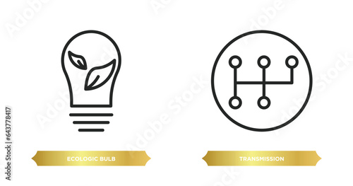 two editable outline icons from technology concept. thin line icons such as ecologic bulb, transmission vector.