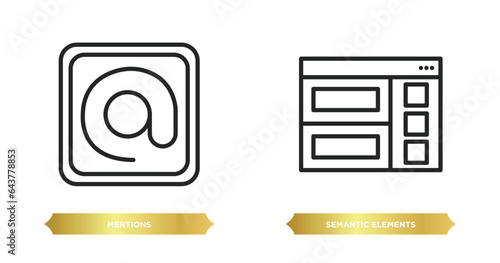 two editable outline icons from technology concept. thin line icons such as mentions, semantic elements vector.