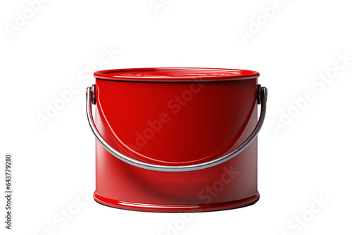 Red metal paint can isolated on transparent background, Generative AI