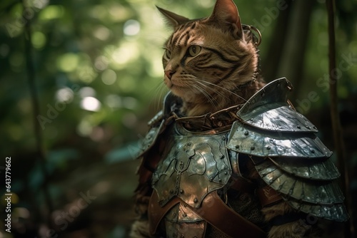 portrait of a cat dressed in conquistador