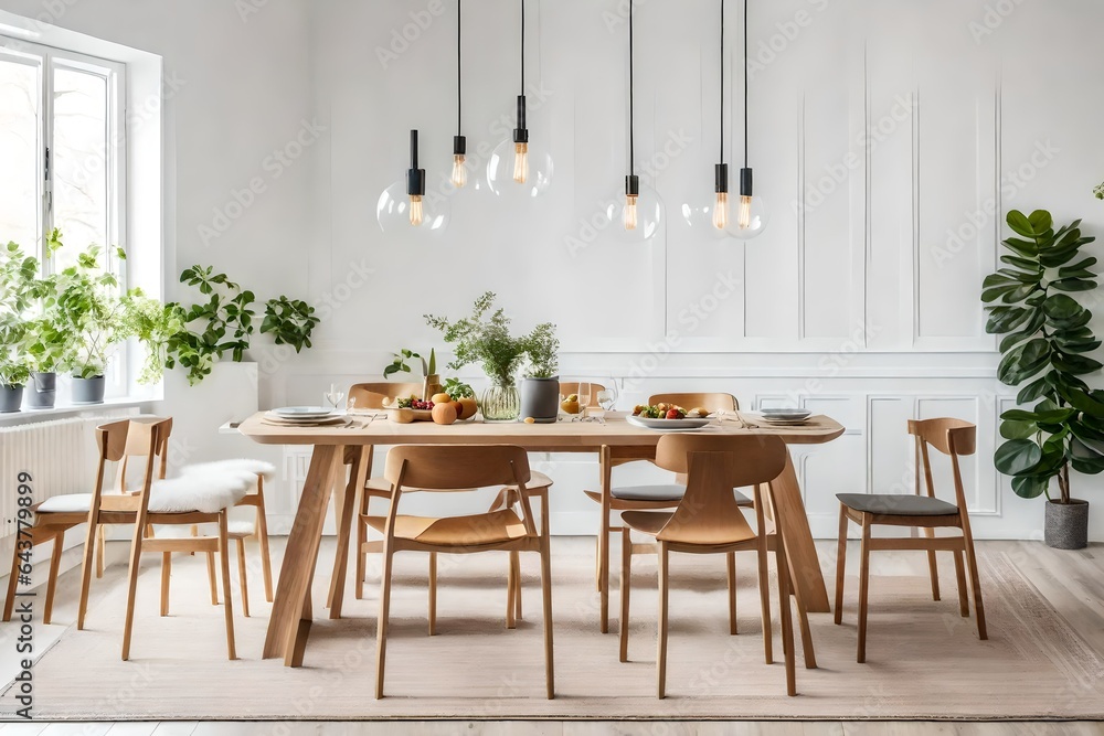 a Scandinavian-style dining room with minimalist design