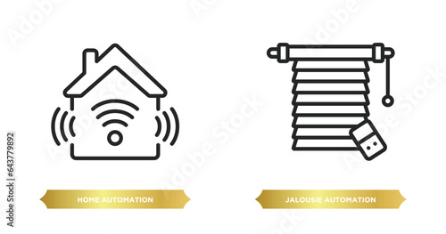 two editable outline icons from smart home concept. thin line icons such as home automation, jalousie automation vector.