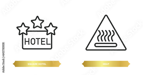 two editable outline icons from signs concept. thin line icons such as square hotel  heat vector.