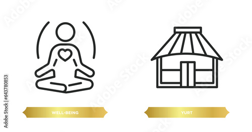 two editable outline icons from sauna concept. thin line icons such as well-being, yurt vector.