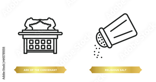 two editable outline icons from religion concept. thin line icons such as ark of the convenant, religious salt vector.